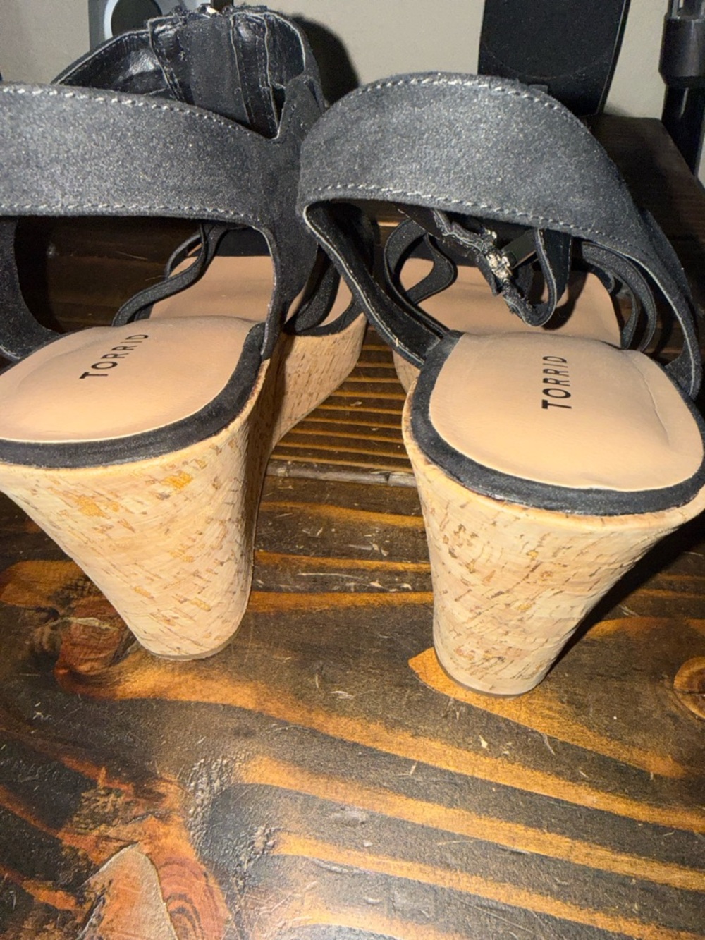 Torrid Black Zip Front Heel Strappy wedges - Picture 8 of 9